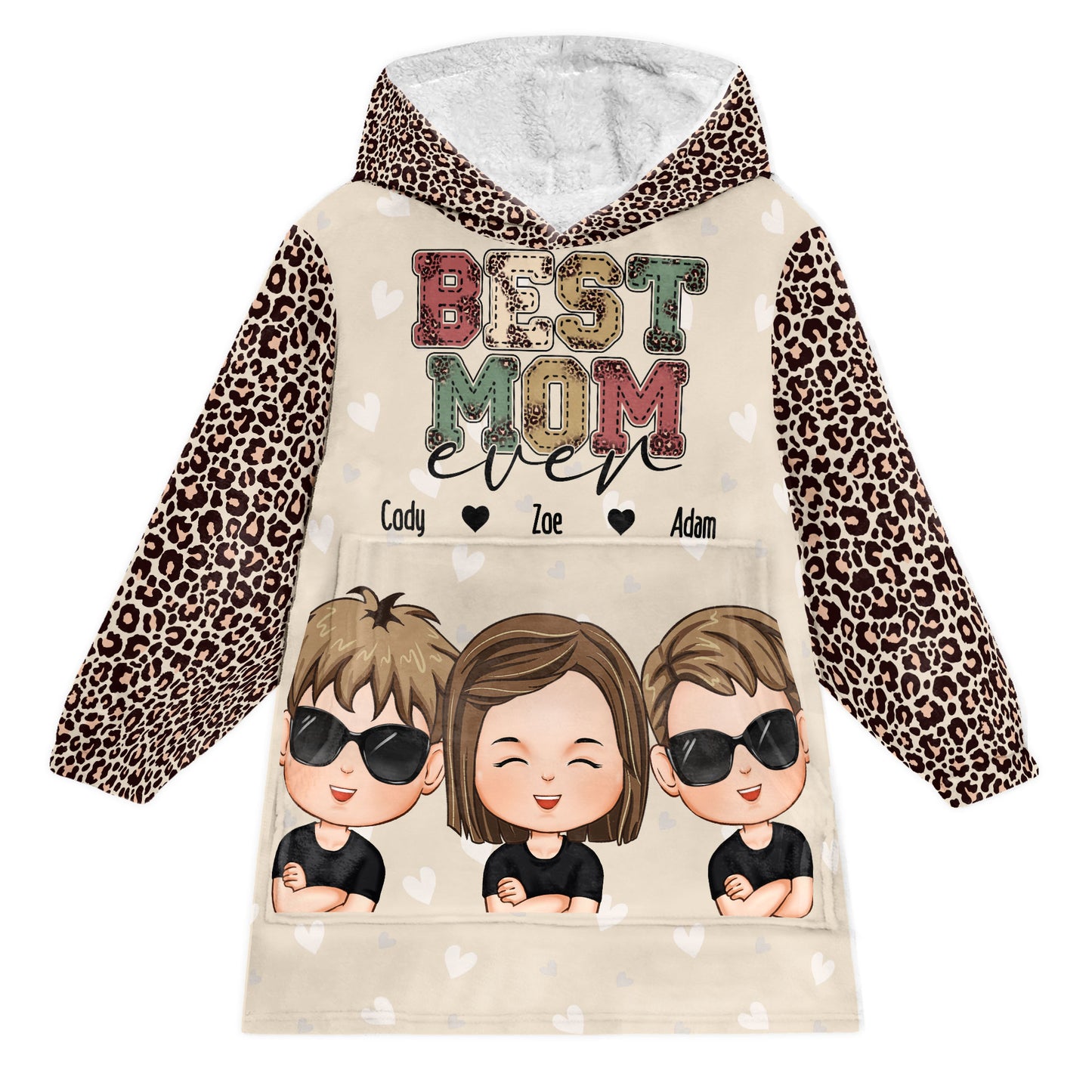 Best Mom Ever - Personalized Oversized Blanket Hoodie - Mother's Day Birthday Gift For Mom, Wife