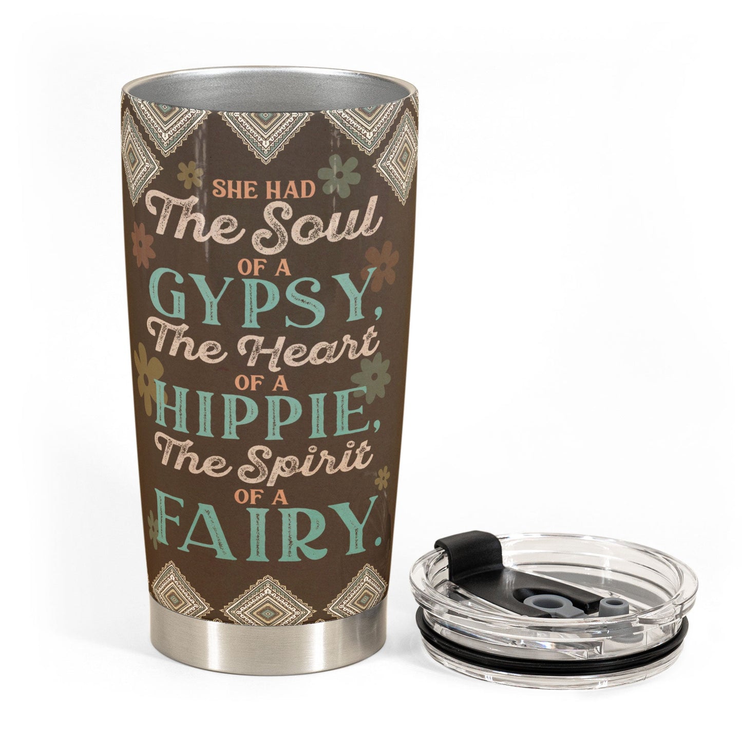 She Had The Soul Of A Gypsy, Hippie Ver 3 - Personalized Tumbler Cup - Birthday Gift For Hippie Girl, Hippie Woman, Hippie Soul, Hippies