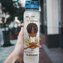 She Has Fire In Her Soul - Personalized Water Bottle With Time Marker