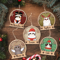 [Only available in the U.S] Peeking Cat Christmas - Personalized 2 Layers Wooden Ornament