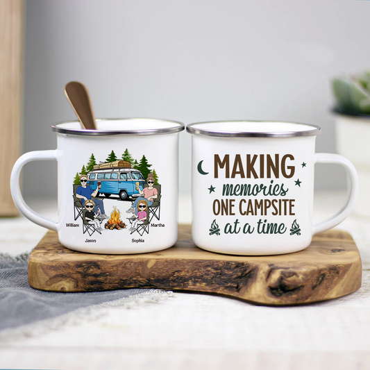Camping Making Memories One Campsite At A Time - Personalized Enamel Mug