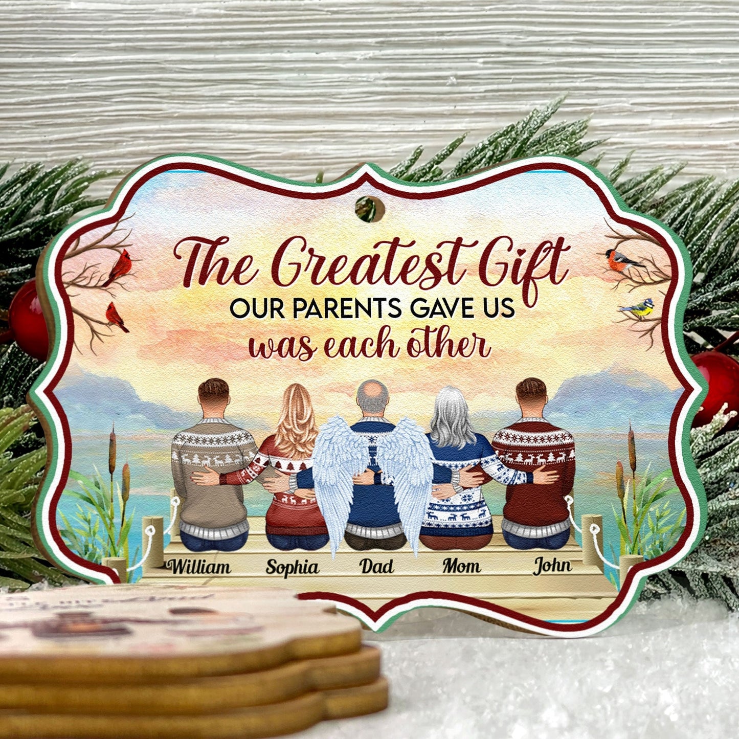 The Greatest Our Parents Ever Gave Us Was Each Other - Personalized Aluminum, Wooden Ornament - Christmas Gift For Brothers, Sisters, Family Members