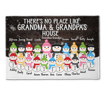 There's Snow Place Like Grandma & Grandpa's House - Personalized Doormat - Snowman Family