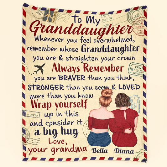 To My Granddaughter - Personalized Blanket - Birthday Gifts For Granddaughters, Gift From Grandma