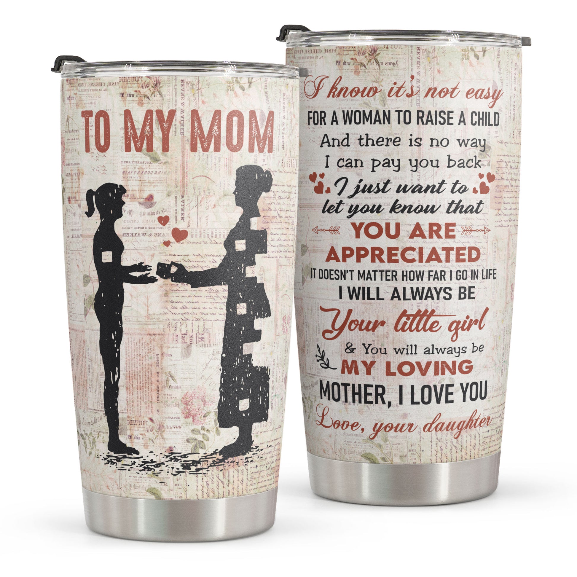 Gifts for Mom from Son - 20oz Stainless Steel Insulated Rose To My Mom  Tumbler - Christmas, Valentine's Day, Mom Birthday Gifts, Mothers Day Gifts