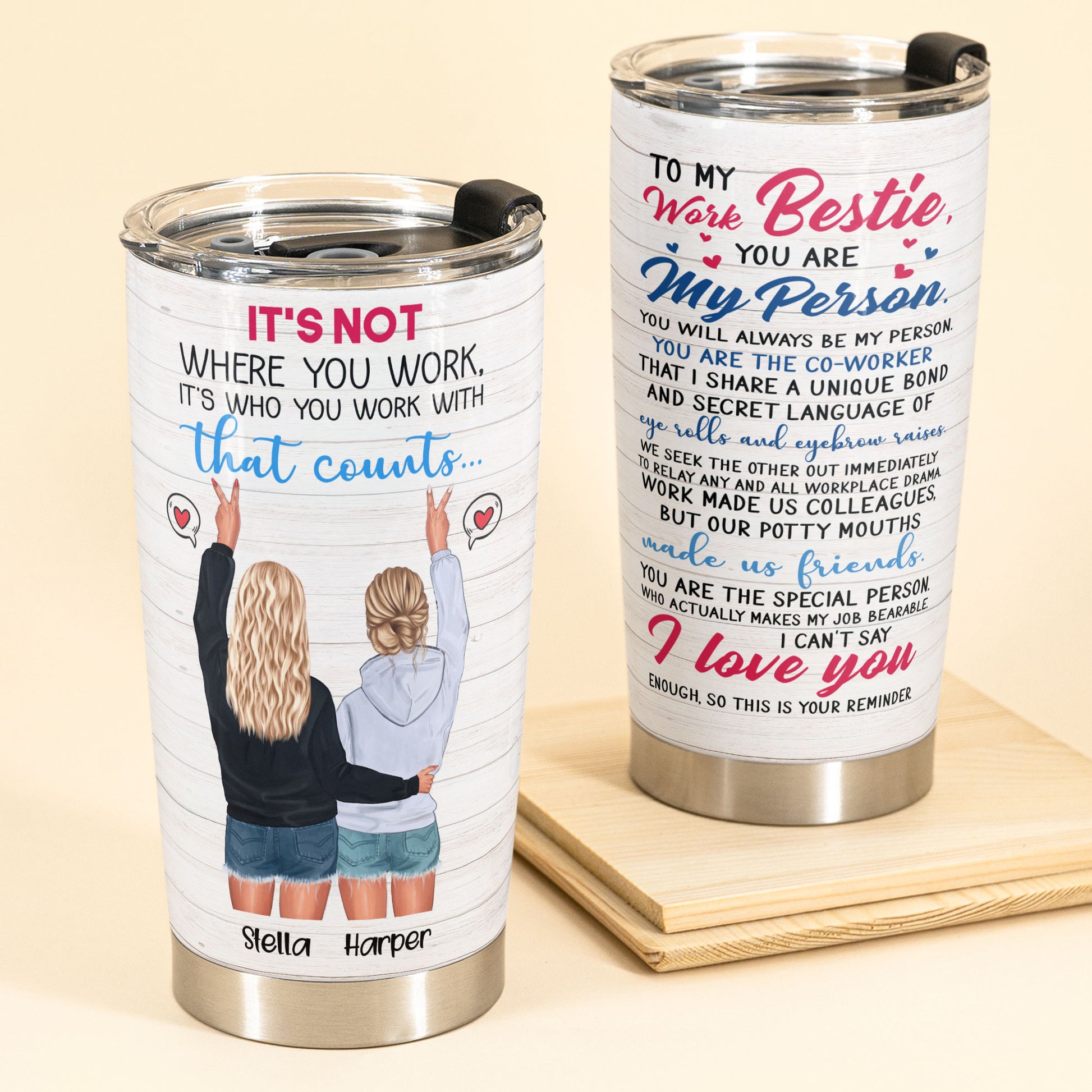 To My Work Bestie - Personalized Tumbler - Gift For Work Besties, Colleagues, Friends, Best Friends