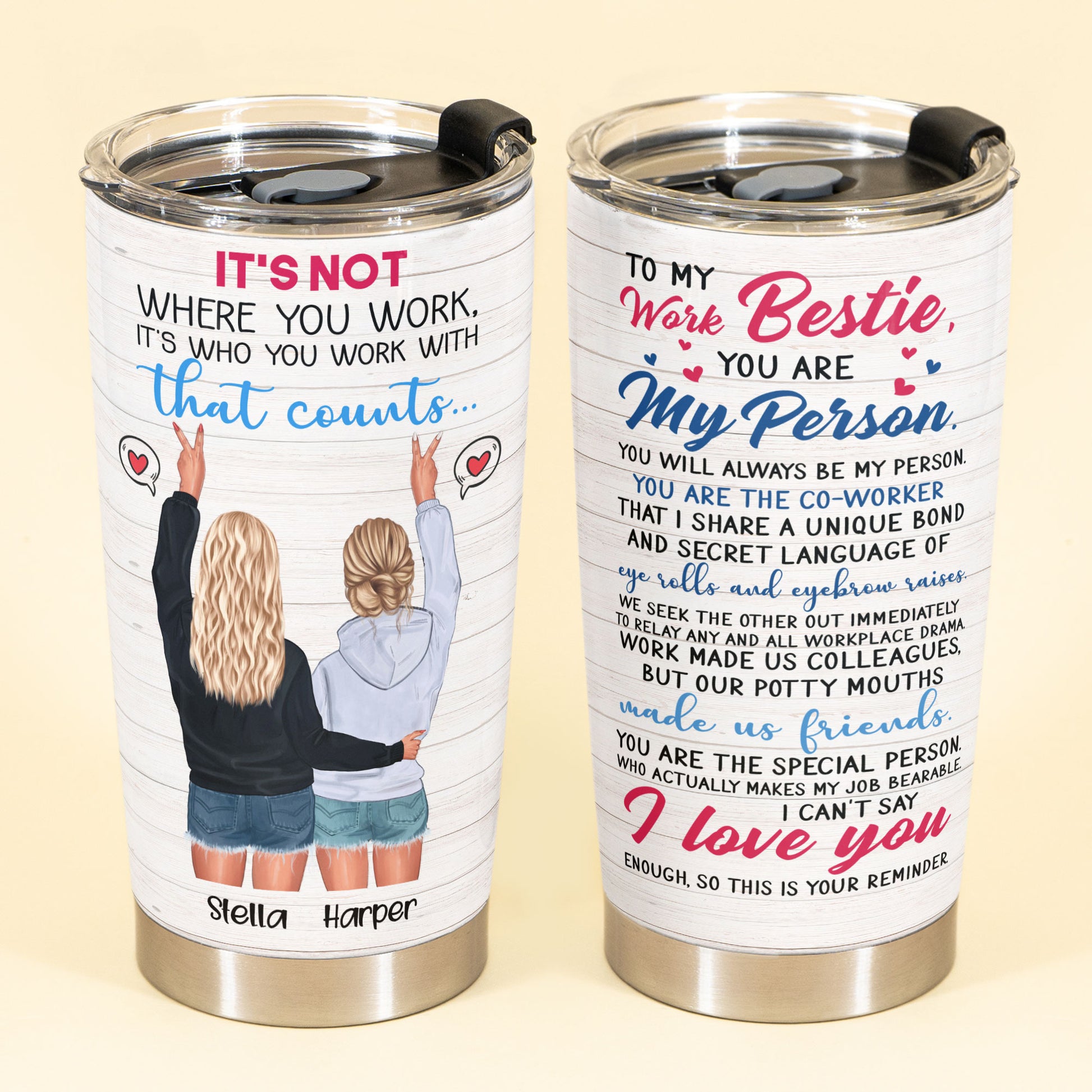 To My Work Bestie - Personalized Tumbler - Gift For Work Besties, Colleagues, Friends, Best Friends