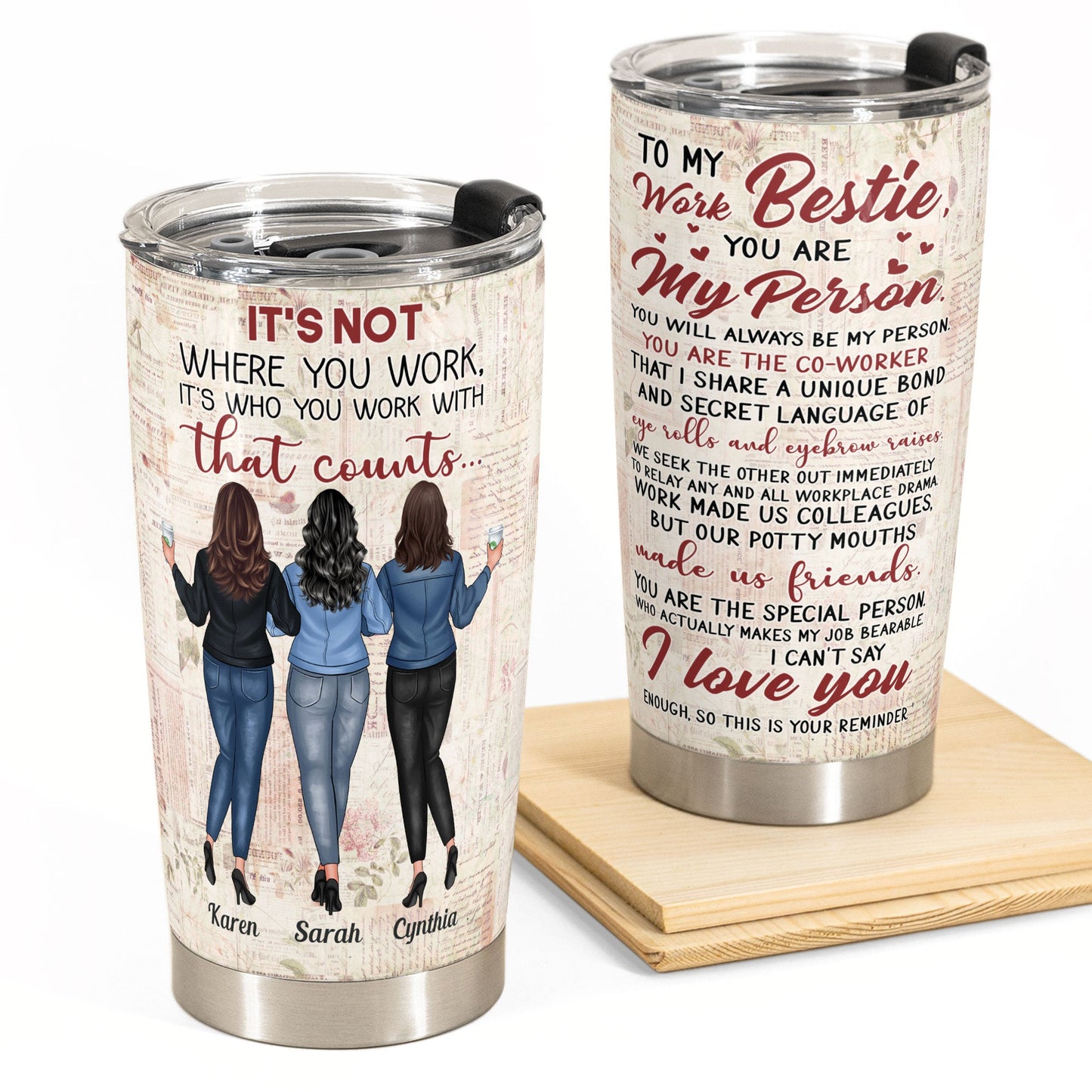 To My Work Bestie - Personalized Tumbler - Gift For Work Besties, Colleagues, Friends, Best Friends