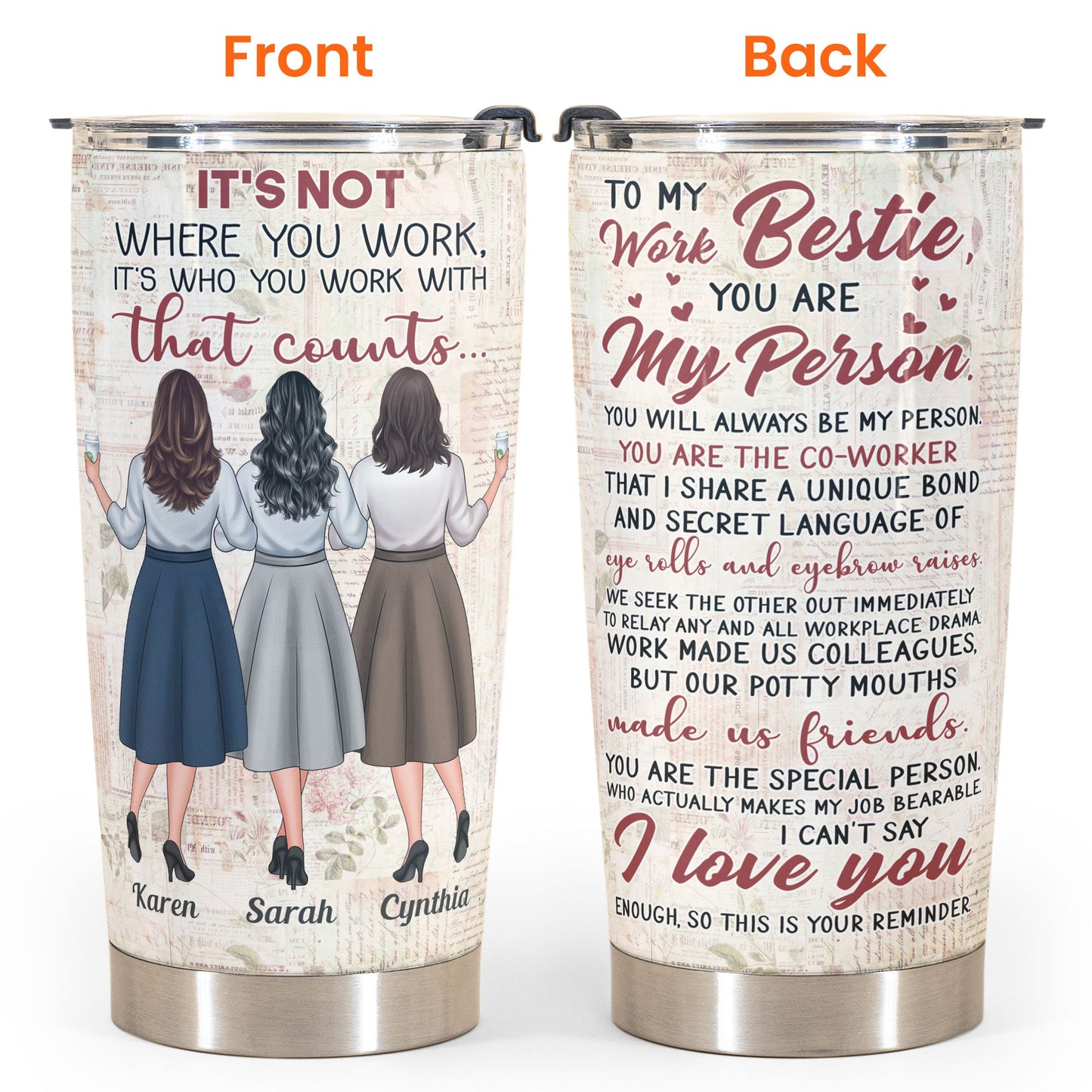 To My Work Bestie - Personalized Tumbler - Gift For Work Besties, Colleagues, Friends, Best Friends