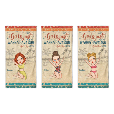 Girls Just Wanna Have Sun - Personalized Beach Towel