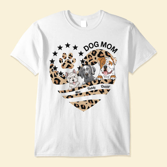 Dog Mom Leopard Pattern - Personalized Shirt - Birthday Gift For Mom, Wife, Daughter, Sister, Dog Lover