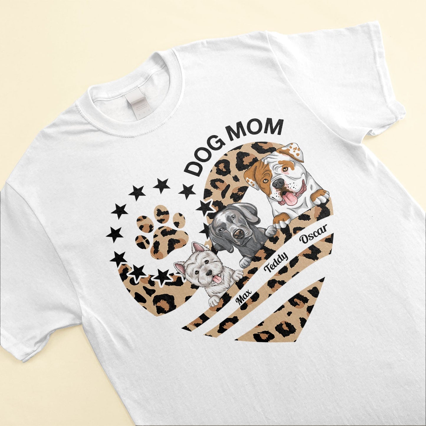 Dog Mom Leopard Pattern - Personalized Shirt - Birthday Gift For Mom, Wife, Daughter, Sister, Dog Lover