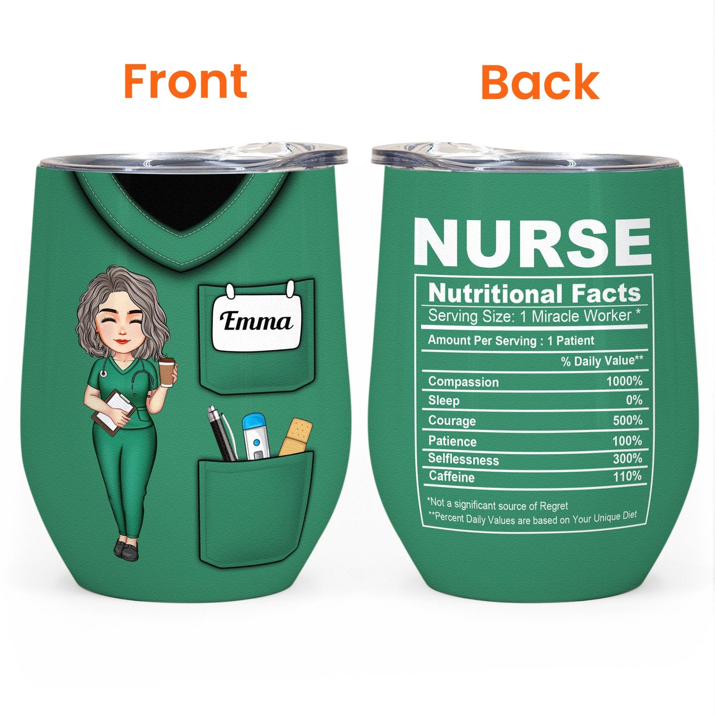 Nurse Nutrition Facts - Personalized Wine Tumbler